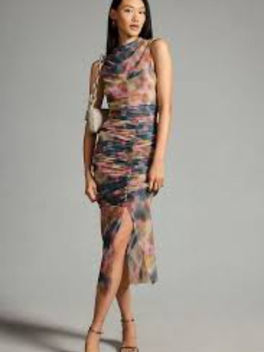 Antrhopologie Pilcro Watercolor Printed Mesh Shell 2 Piece Matching Skirt Set
